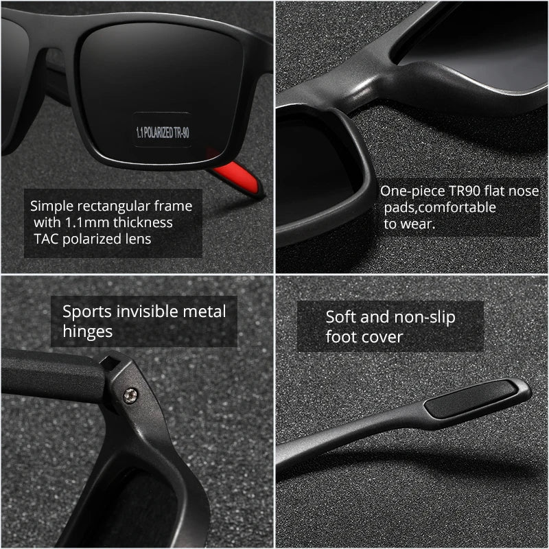 KDEAM Polarized Rectangular Outdoor Sports Sunglasses