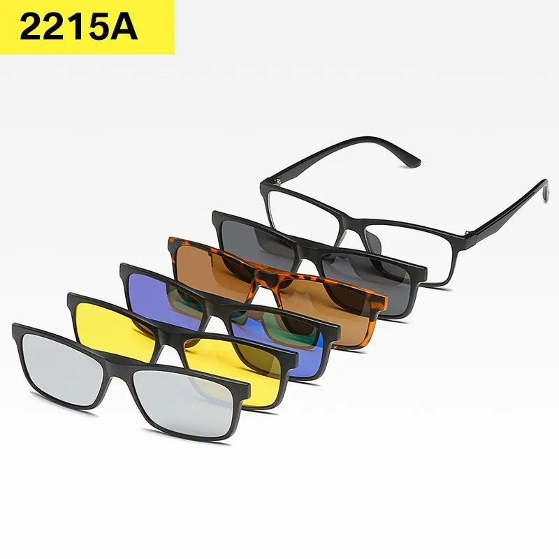 6-in-1 Custom Polarized Optical Sunglasses for Men & Women, Magnetic Clip-on