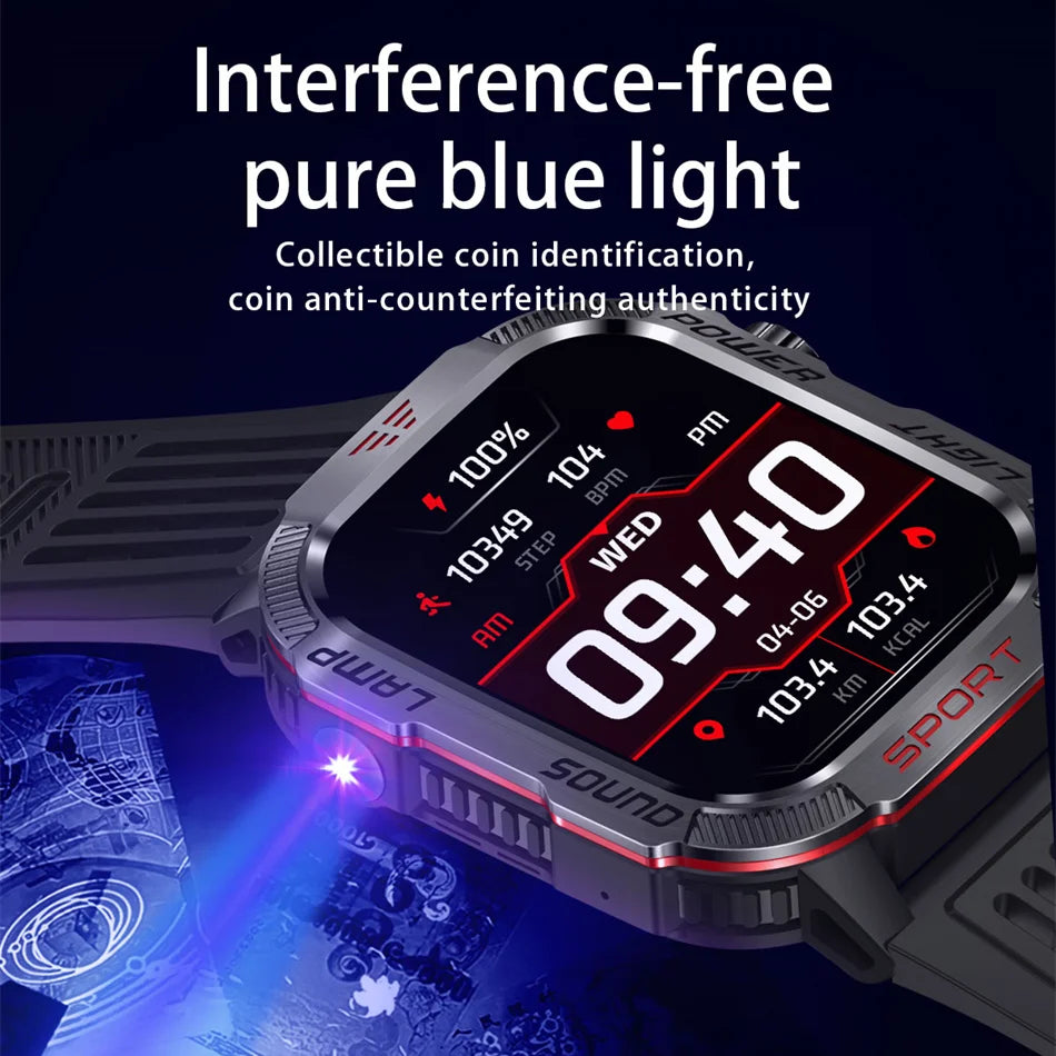 Huawei Xiaomi Military GPS Smartwatch, Waterproof Outdoor Sport Tracker, Bluetooth Call, Flashlight, Compass
