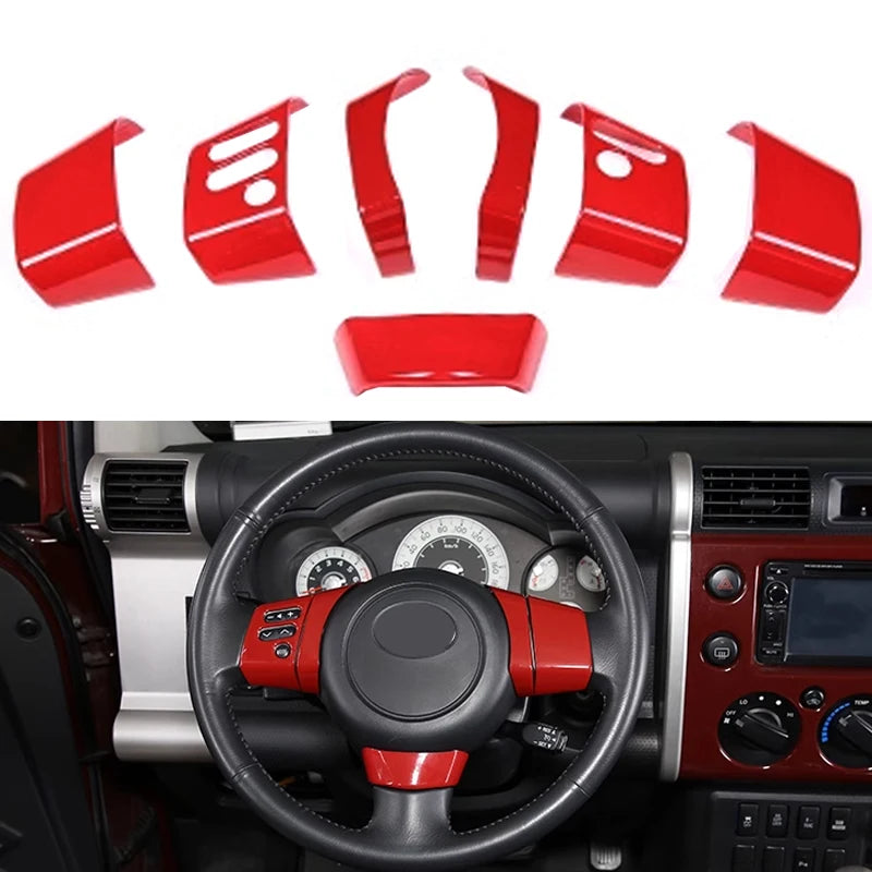Steering Wheel Button Decoration Cover – Toyota FJ Cruiser 2007-2021 - ABS Matte Black/Carbon Fiber