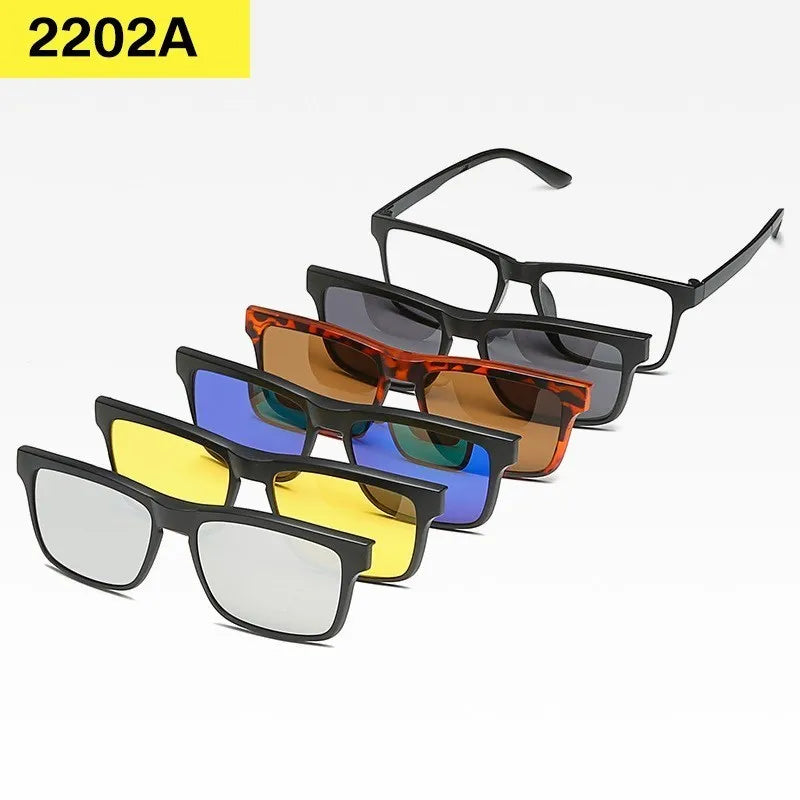 6-in-1 Custom Polarized Optical Sunglasses for Men & Women, Magnetic Clip-on
