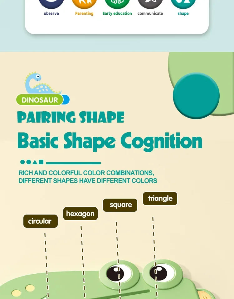 Dinosaurs Collide Geometric Shapes Puzzle – Parent-Child Interactive Thinking Training Toy