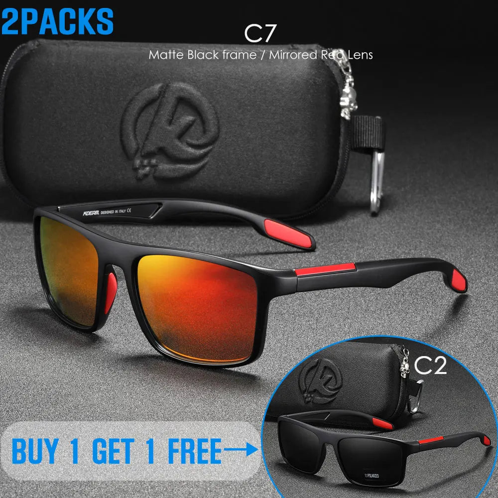 KDEAM Polarized Rectangular Outdoor Sports Sunglasses
