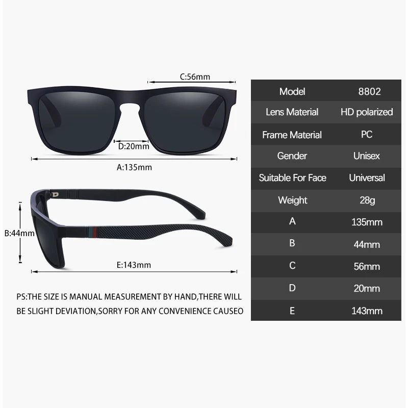 Vintage Square Polarized Sunglasses Men Women UV400