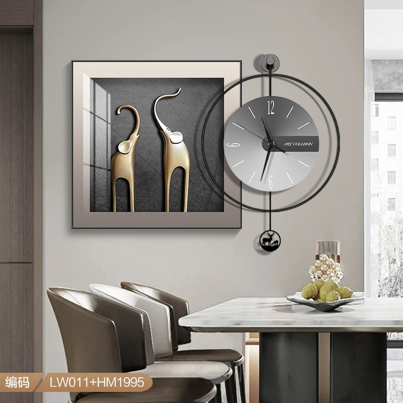 Modern Light Luxury Wall Clock – Creative Silent Clock for Living & Dining Room Decoration
