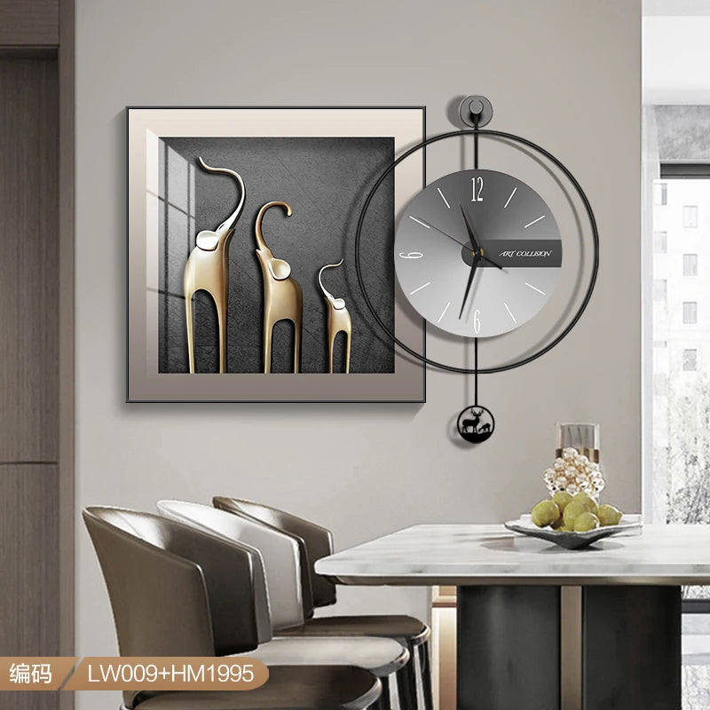 Modern Light Luxury Wall Clock – Creative Silent Clock for Living & Dining Room Decoration