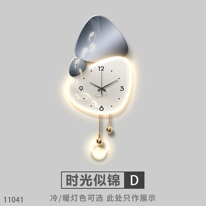 Light Luxury Living Room Wall Clock – Elegant Background Decoration with Stone Accent
