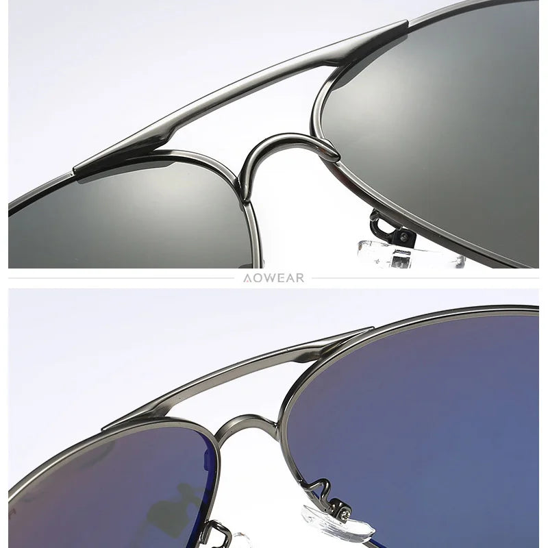 AOWEAR Men's Polarized Aviation Sunglasses UV400 Pilot Driving Glasses