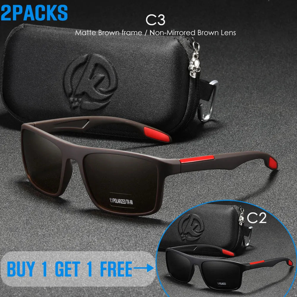 KDEAM Polarized Rectangular Outdoor Sports Sunglasses
