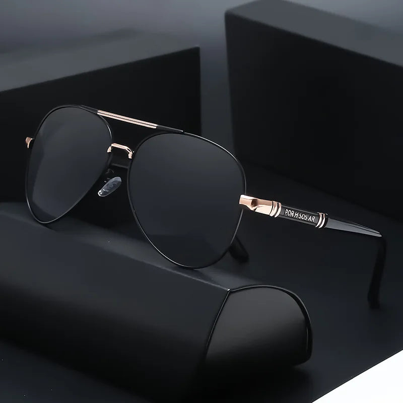 Polarized Metal Frame Sunglasses for Men UV400 Driving & Fishing Glasses