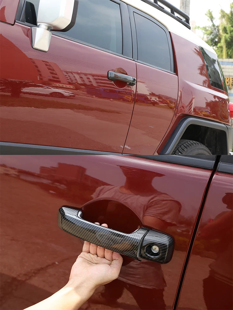 Car Door Handle Cover Trim – Toyota FJ Cruiser 2007-2021 - ABS Carbon Fiber/Silver/Matte Black