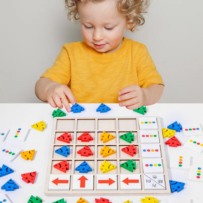 Montessori Wooden Educational Table Game – Color Battle & Directional Learning Toy