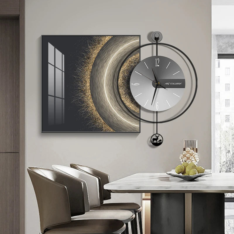Modern Light Luxury Wall Clock – Creative Silent Clock for Living & Dining Room Decoration
