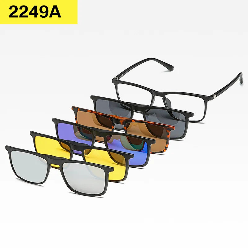6-in-1 Custom Polarized Optical Sunglasses for Men & Women, Magnetic Clip-on