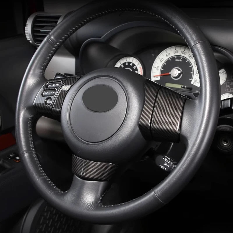 Steering Wheel Button Decoration Cover – Toyota FJ Cruiser 2007-2021 - ABS Matte Black/Carbon Fiber
