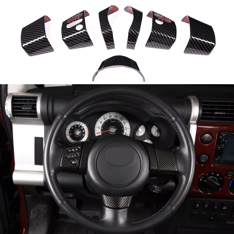 Steering Wheel Button Decoration Cover – Toyota FJ Cruiser 2007-2021 - ABS Matte Black/Carbon Fiber