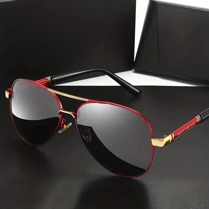 Polarized Metal Frame Sunglasses for Men UV400 Driving & Fishing Glasses