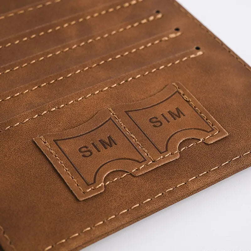 Men’s PU Leather Wallet – Travel Passport Holder, Card Case, and Business Cards Organizer