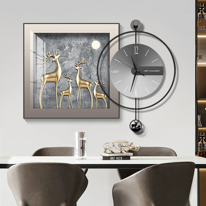 Modern Light Luxury Wall Clock – Creative Silent Clock for Living & Dining Room Decoration