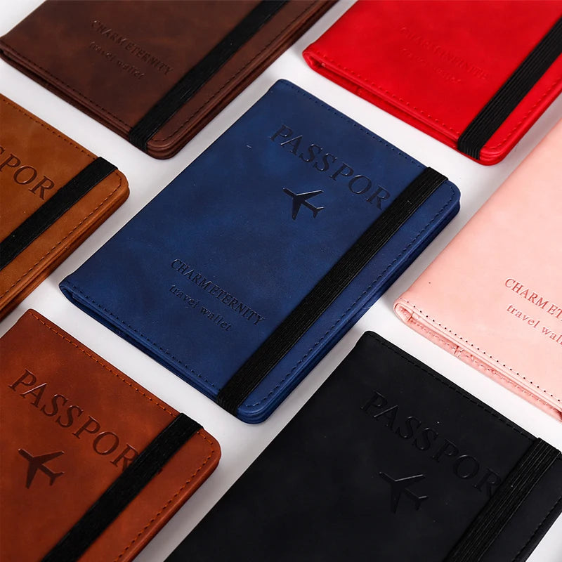 Men’s PU Leather Wallet – Travel Passport Holder, Card Case, and Business Cards Organizer
