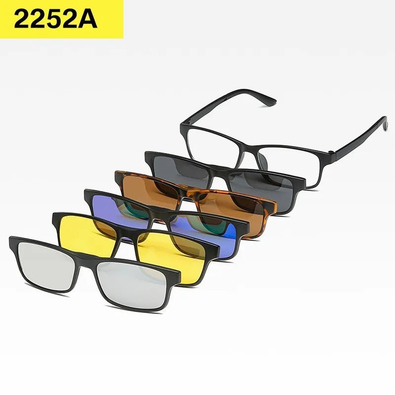 6-in-1 Custom Polarized Optical Sunglasses for Men & Women, Magnetic Clip-on