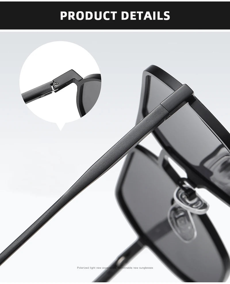Luxury Metal Photochromic Polarized Sunglasses for Men, UV400 Anti-Glare Driving Shades