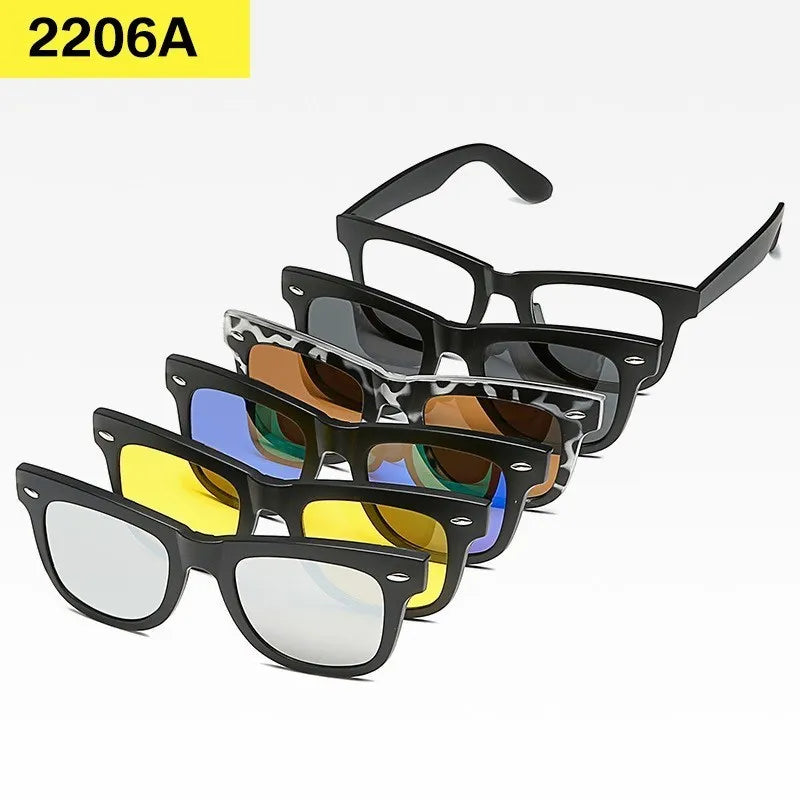 6-in-1 Custom Polarized Optical Sunglasses for Men & Women, Magnetic Clip-on