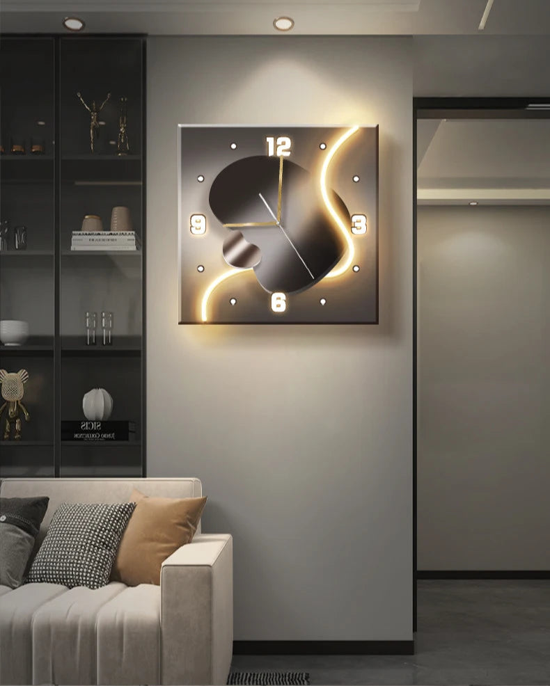 Stone-Inspired Modern Wall Clock – Light Luxury Living Room & Restaurant High-End Decoration