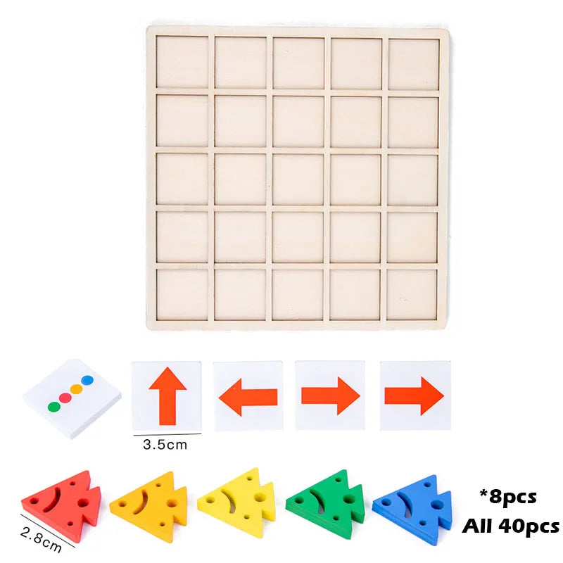 Montessori Wooden Educational Table Game – Color Battle & Directional Learning Toy