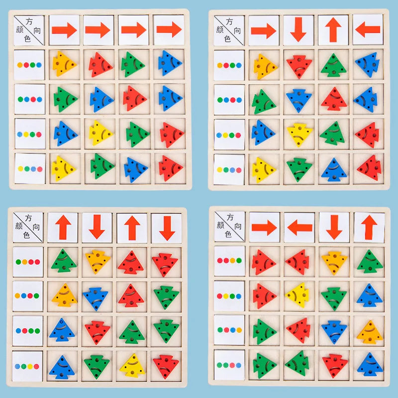 Montessori Wooden Educational Table Game – Color Battle & Directional Learning Toy