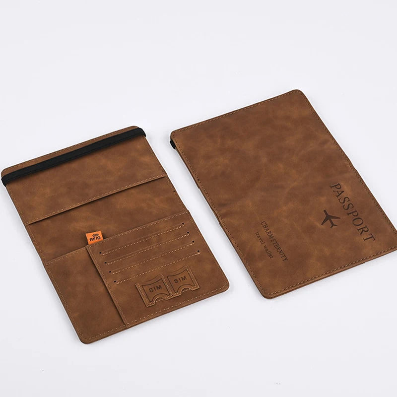 Men’s PU Leather Wallet – Travel Passport Holder, Card Case, and Business Cards Organizer