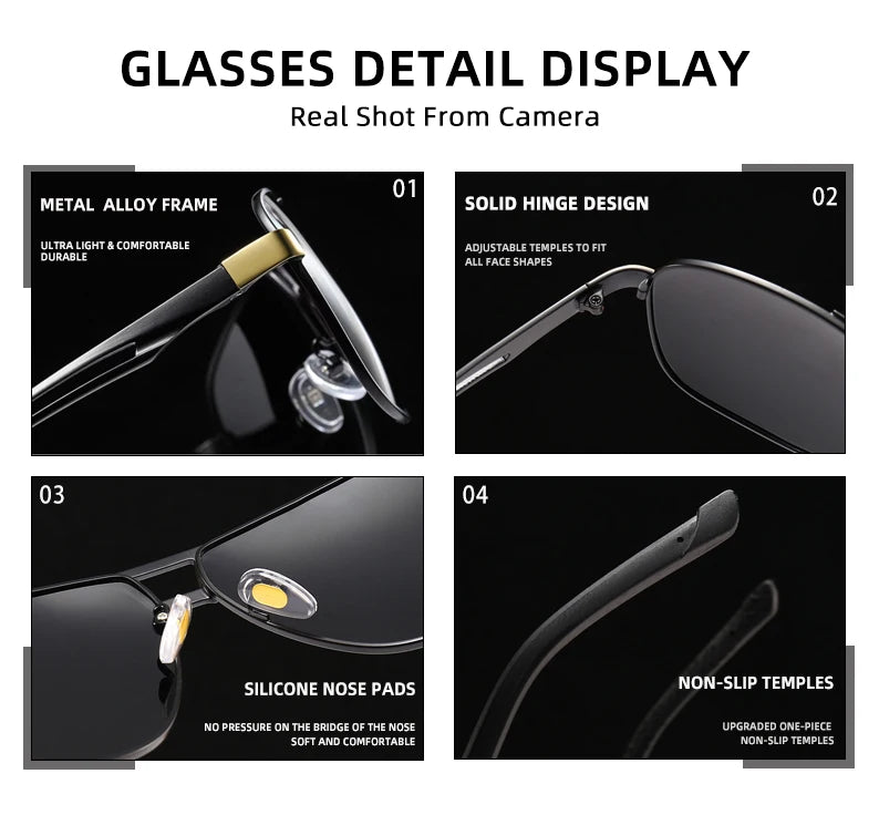 1-2PCS 2024 New Square Photochromic Polarized Sunglasses Men Change Color Sun Glasses Chameleon Anti-glare Driving Oculos De Sol
