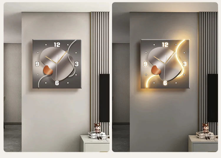 Stone-Inspired Modern Wall Clock – Light Luxury Living Room & Restaurant High-End Decoration