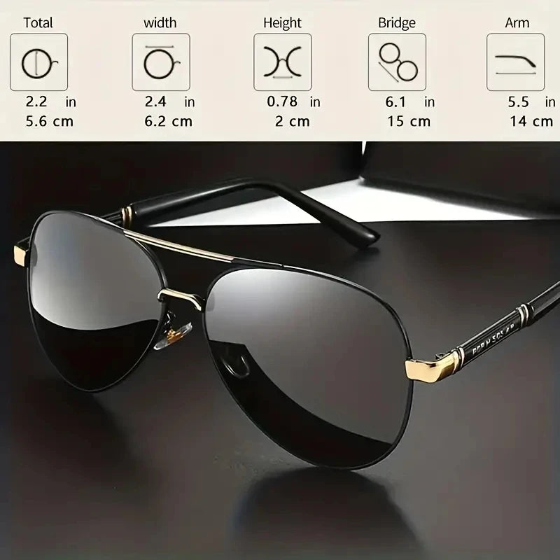 Polarized Metal Frame Sunglasses for Men UV400 Driving & Fishing Glasses