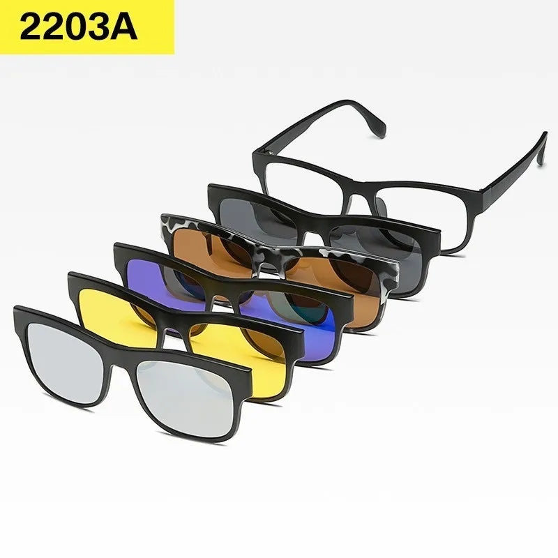6-in-1 Custom Polarized Optical Sunglasses for Men & Women, Magnetic Clip-on
