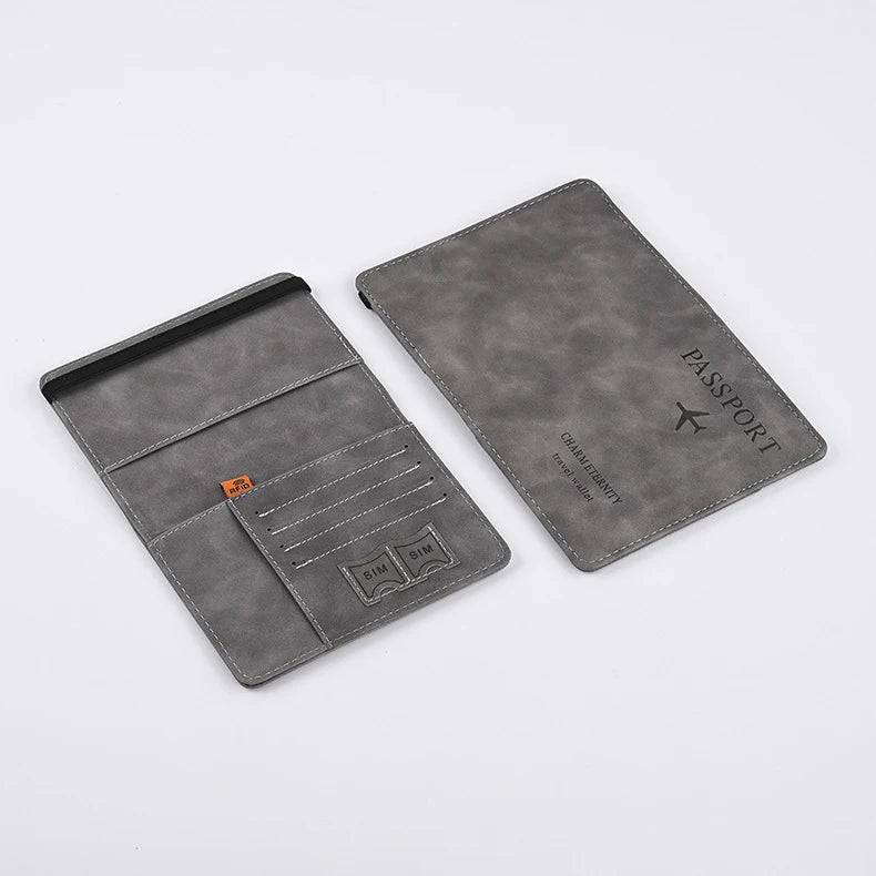 Men’s PU Leather Wallet – Travel Passport Holder, Card Case, and Business Cards Organizer