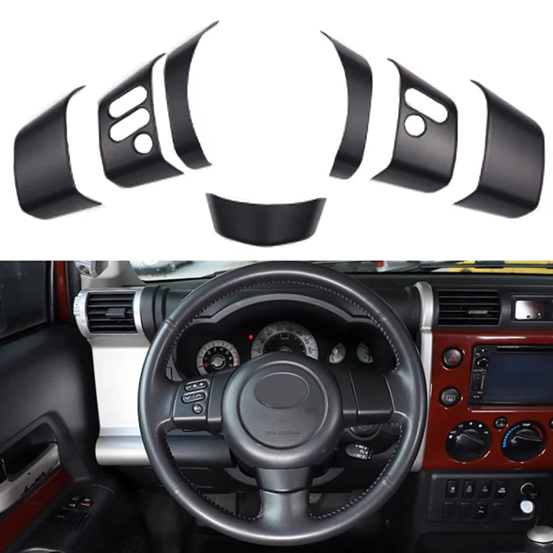 Steering Wheel Button Decoration Cover – Toyota FJ Cruiser 2007-2021 - ABS Matte Black/Carbon Fiber
