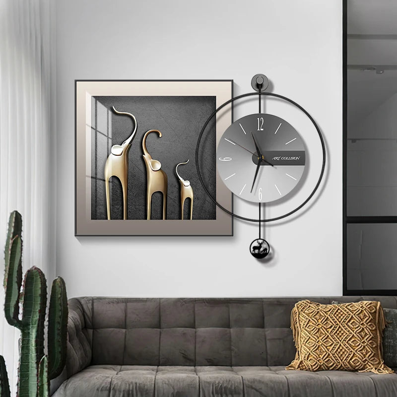 Modern Light Luxury Wall Clock – Creative Silent Clock for Living & Dining Room Decoration