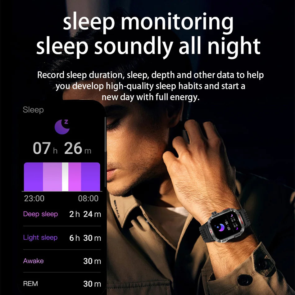 Huawei Xiaomi Military GPS Smartwatch, Waterproof Outdoor Sport Tracker, Bluetooth Call, Flashlight, Compass