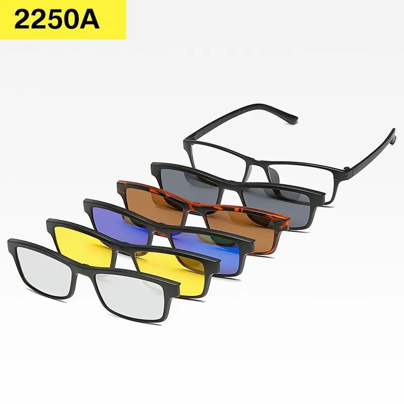 6-in-1 Custom Polarized Optical Sunglasses for Men & Women, Magnetic Clip-on