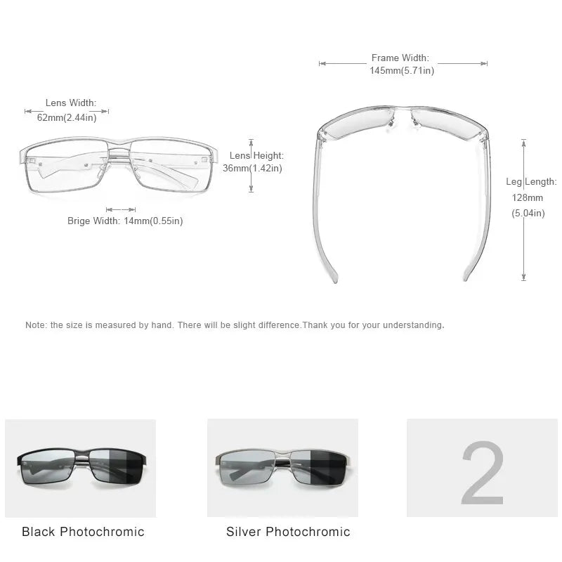 نظارات شمسية KINGSEVEN مستقطبة فوتوكرومية UV400 Chameleon Square