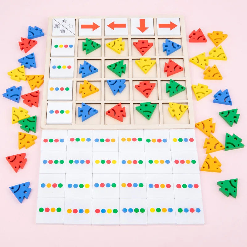 Montessori Wooden Educational Table Game – Color Battle & Directional Learning Toy