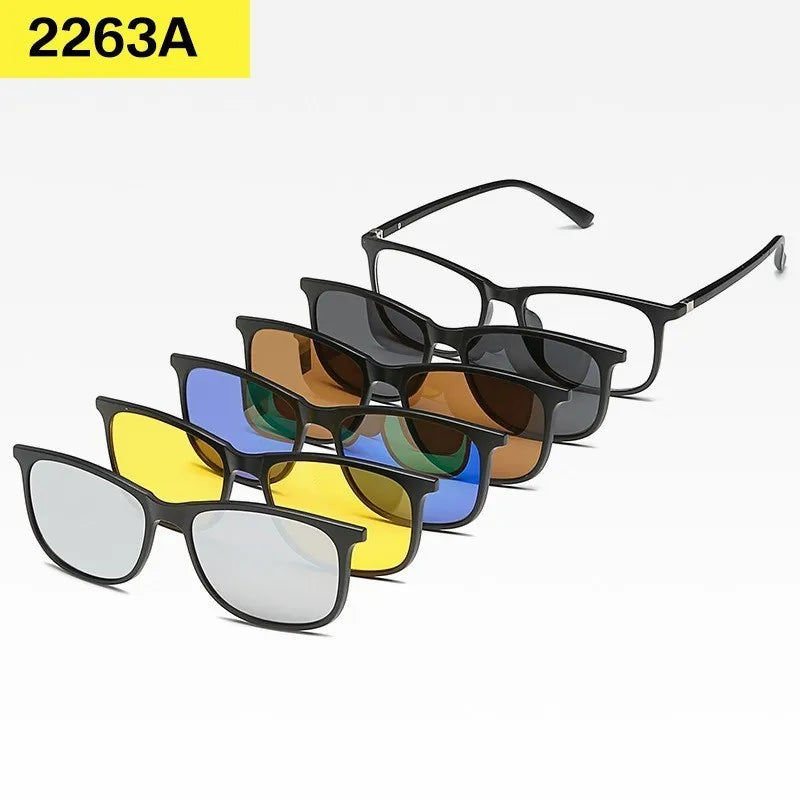 6-in-1 Custom Polarized Optical Sunglasses for Men & Women, Magnetic Clip-on