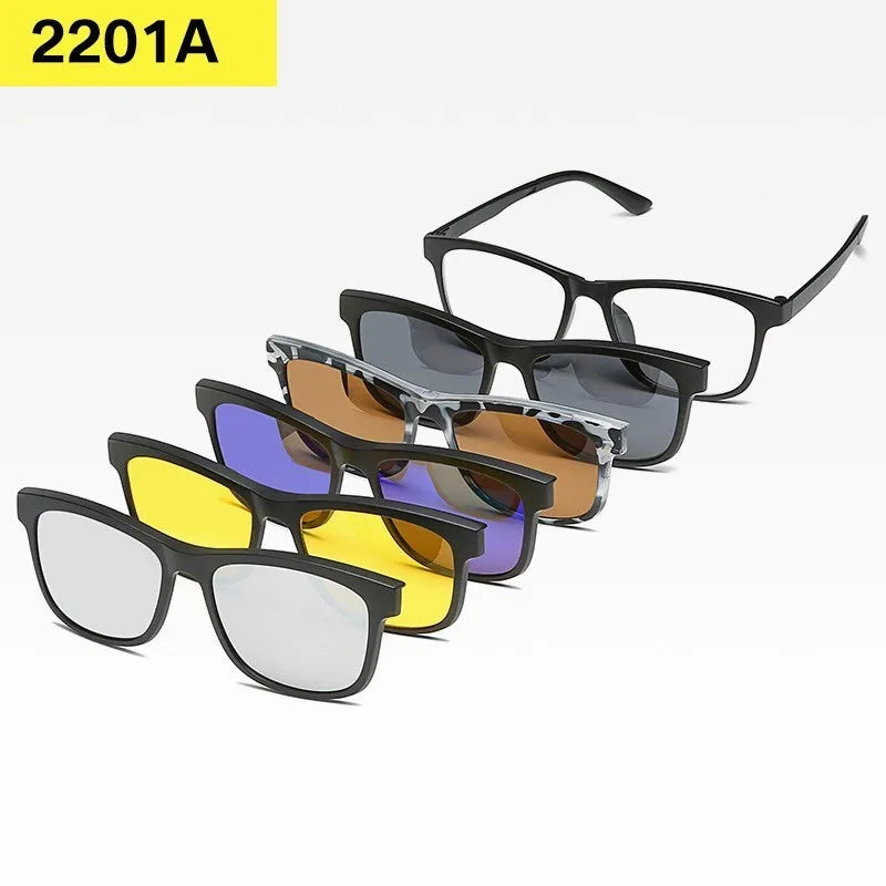 6-in-1 Custom Polarized Optical Sunglasses for Men & Women, Magnetic Clip-on