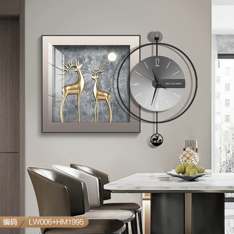 Modern Light Luxury Wall Clock – Creative Silent Clock for Living & Dining Room Decoration