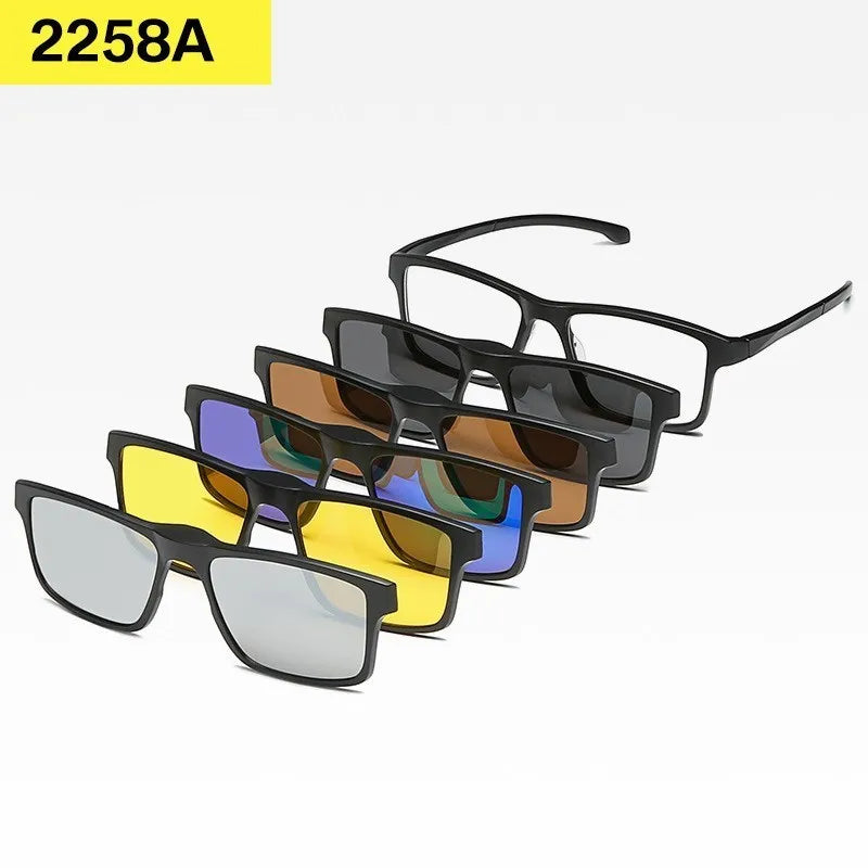 6-in-1 Custom Polarized Optical Sunglasses for Men & Women, Magnetic Clip-on