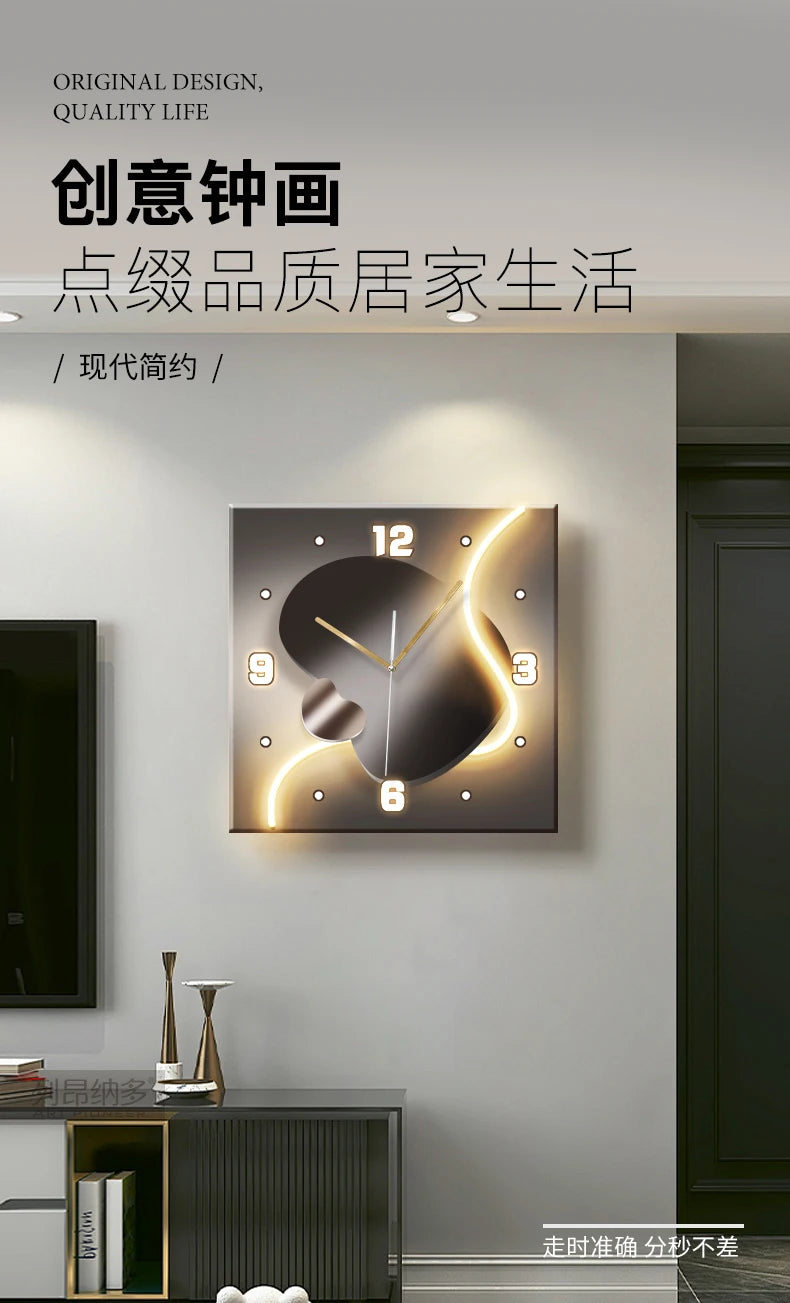 Stone-Inspired Modern Wall Clock – Light Luxury Living Room & Restaurant High-End Decoration