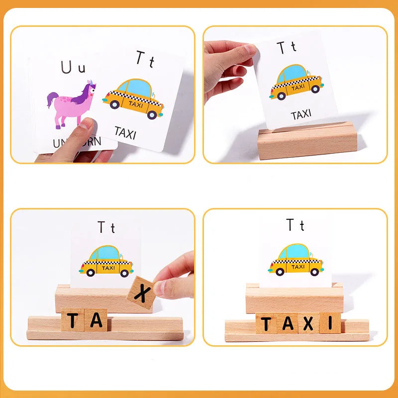 Wooden Spelling & Alphabet Puzzle – Montessori Letter Learning Toy for Toddlers