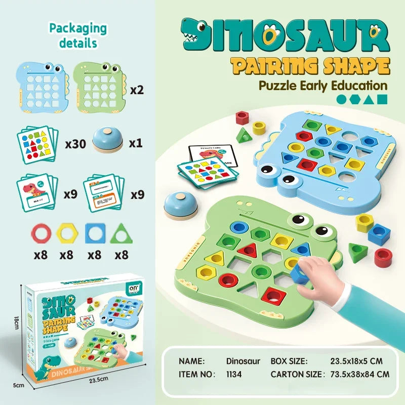 Dinosaurs Collide Geometric Shapes Puzzle – Parent-Child Interactive Thinking Training Toy