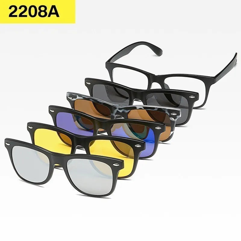 6-in-1 Custom Polarized Optical Sunglasses for Men & Women, Magnetic Clip-on